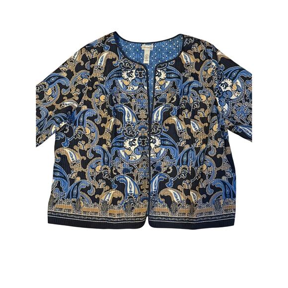 Catherines Quilted Jacket Womens 4X 30/32W Reversible Open Front Lined Paisley - Picture 5 of 9